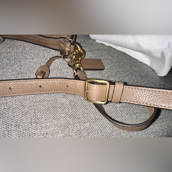 Coach Chaise Brass/Dark Stone Polished Pebble Leather Crossbody - Picture 9 of 10